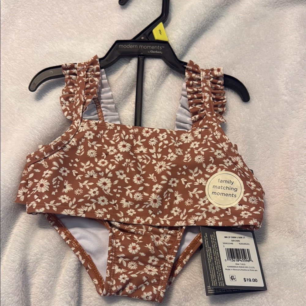 Kids Floral Bikini - Brown